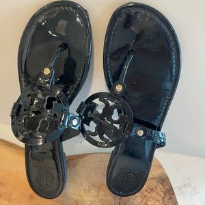 Tory Burch Black Patent Miller Sandals size 11